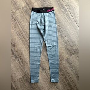Nike Pro Dri-Fit XS Leggings Blue Black Stripe